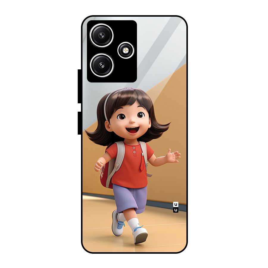 Cute School Girl Glass Back Case for Redmi 12 5G