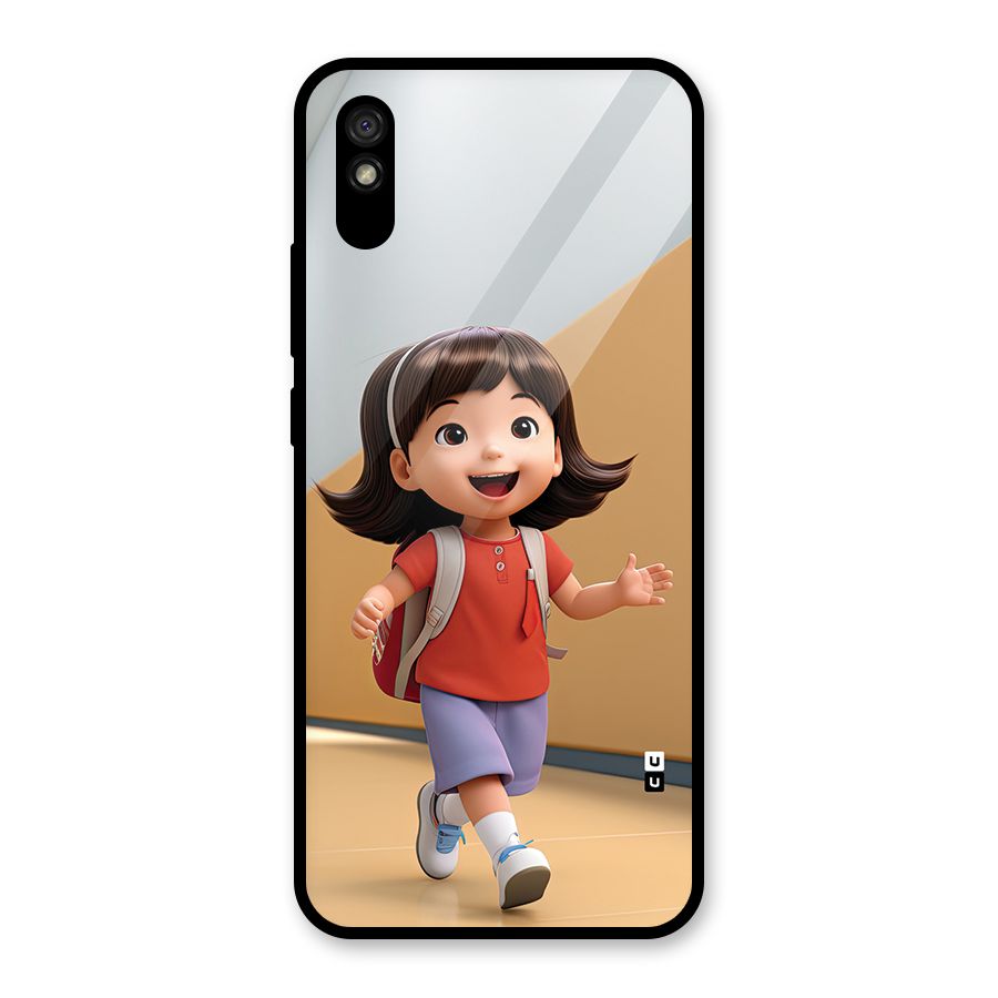 Cute School Girl Glass Back Case for Redmi 9A