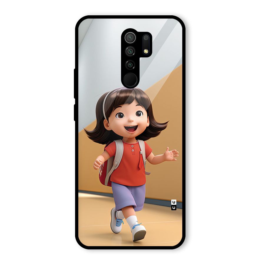 Cute School Girl Glass Back Case for Redmi 9 Prime