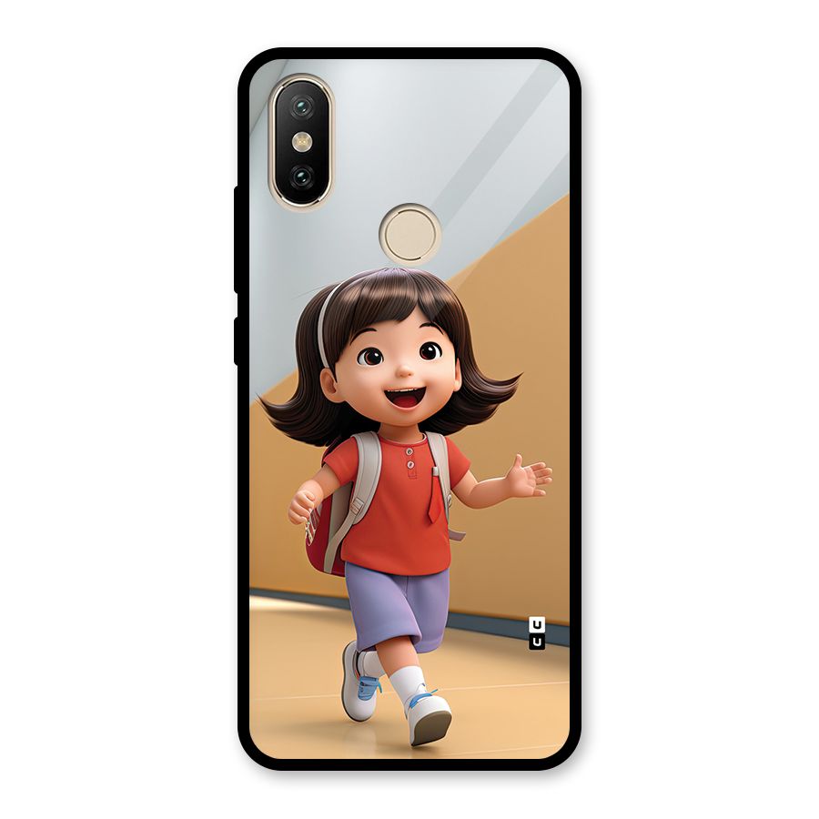 Cute School Girl Glass Back Case for Redmi A2