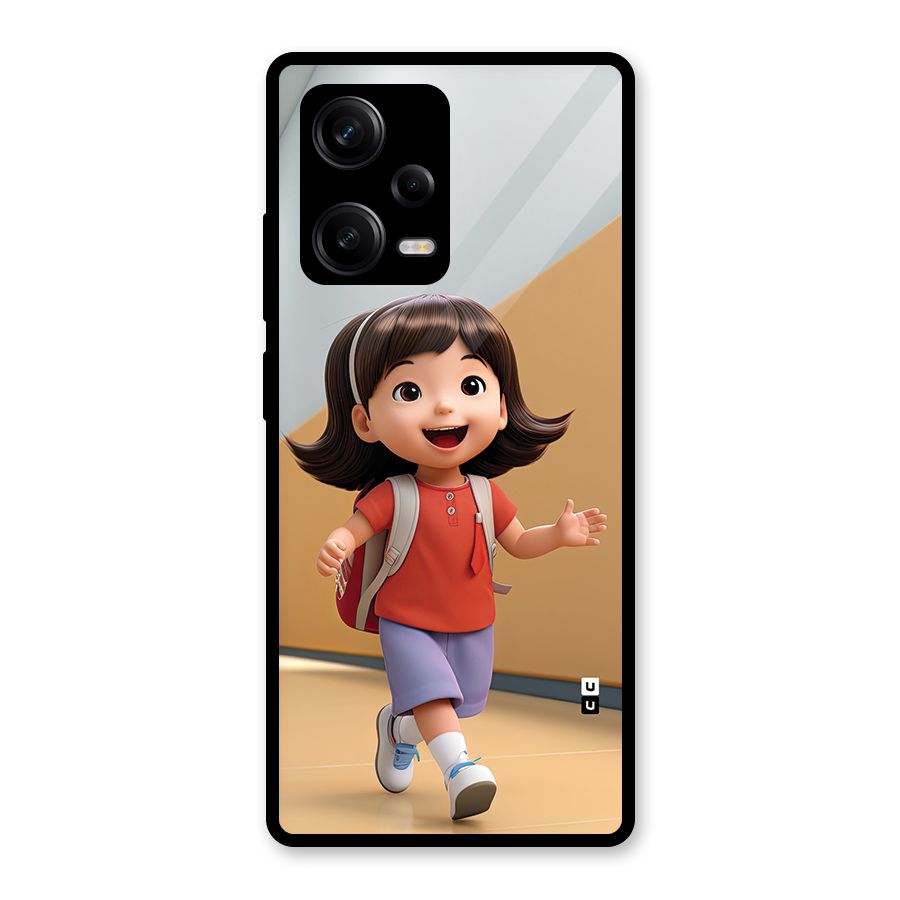 Cute School Girl Glass Back Case for Redmi Note 12 Pro