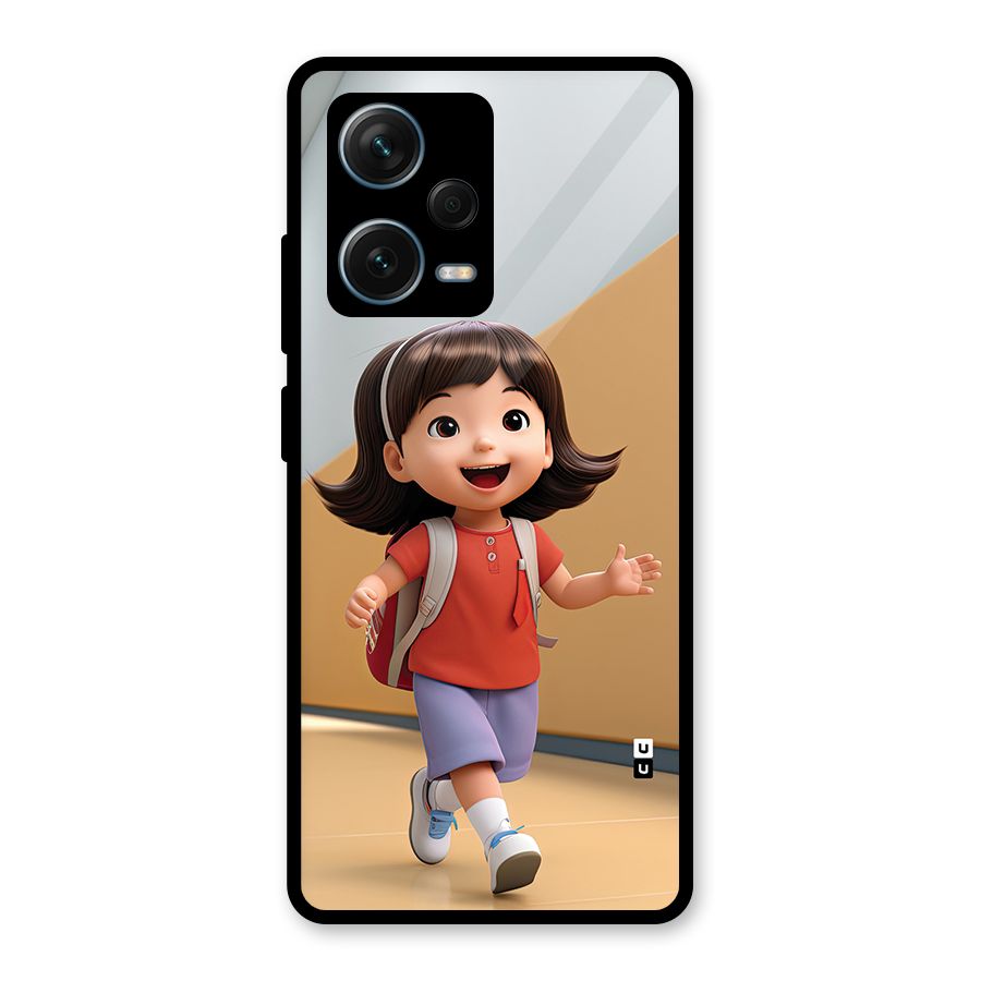 Cute School Girl Glass Back Case for Redmi Note 12 Pro Plus 5G