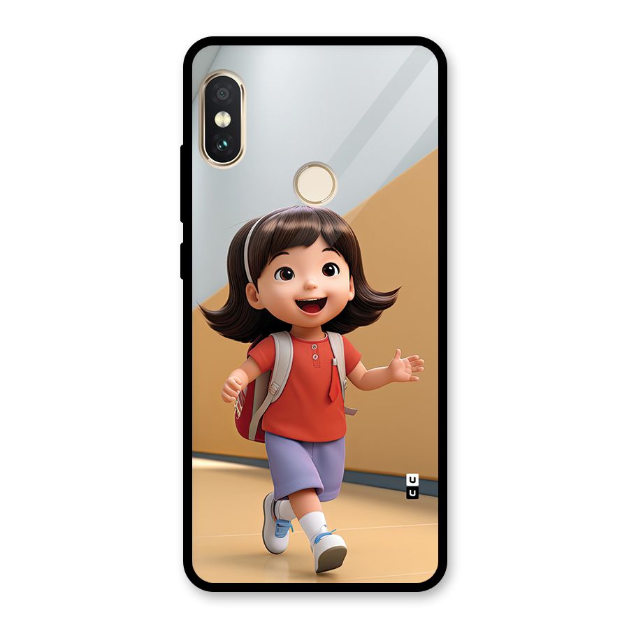 Cute School Girl Glass Back Case for Redmi Note 5 Pro