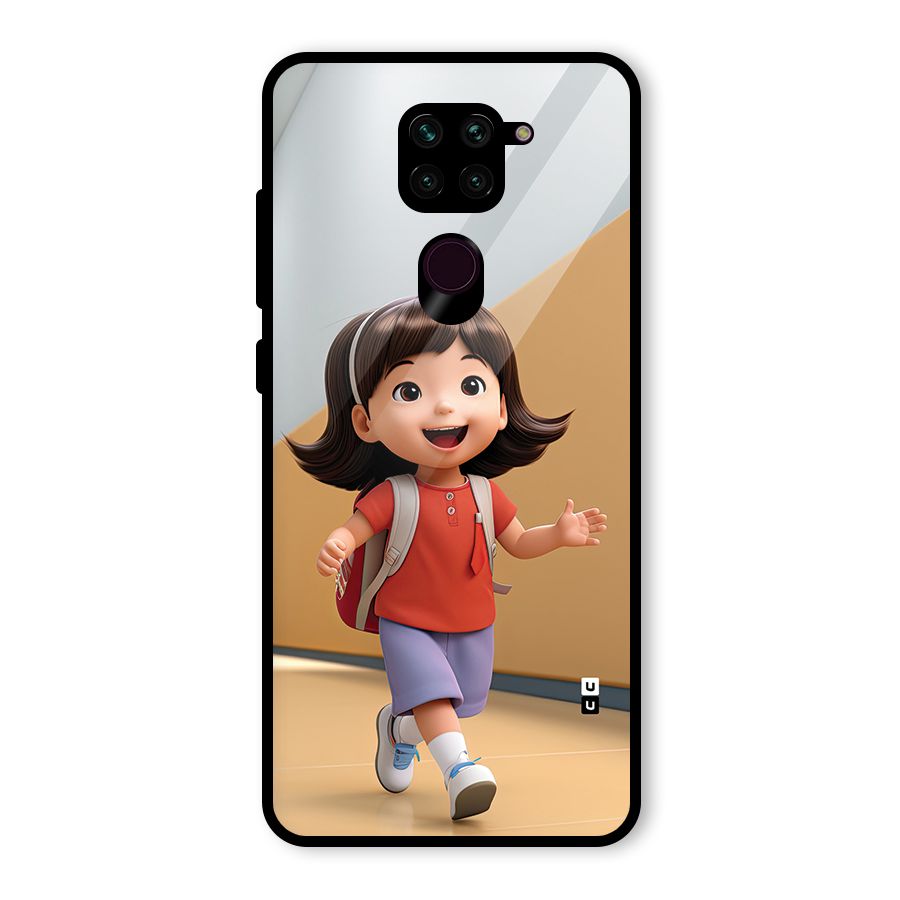 Cute School Girl Glass Back Case for Redmi Note 9