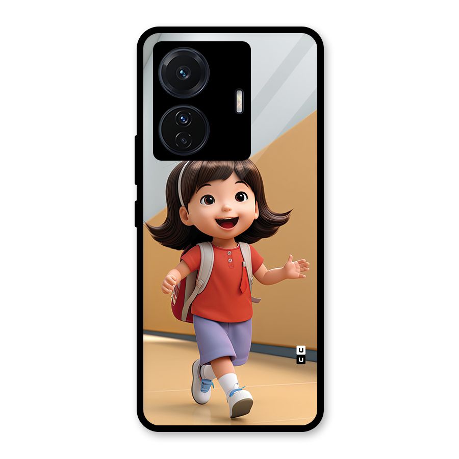 Cute School Girl Glass Back Case for Vivo T1 Pro