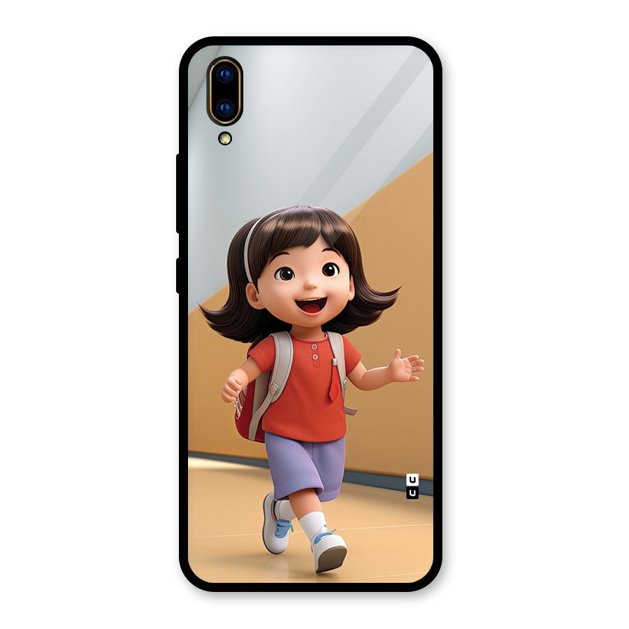 Cute School Girl Glass Back Case for Vivo V11 Pro
