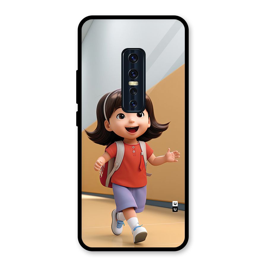 Cute School Girl Glass Back Case for Vivo V17 Pro