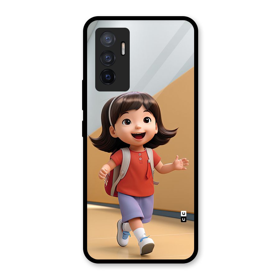 Cute School Girl Glass Back Case for Vivo V23e