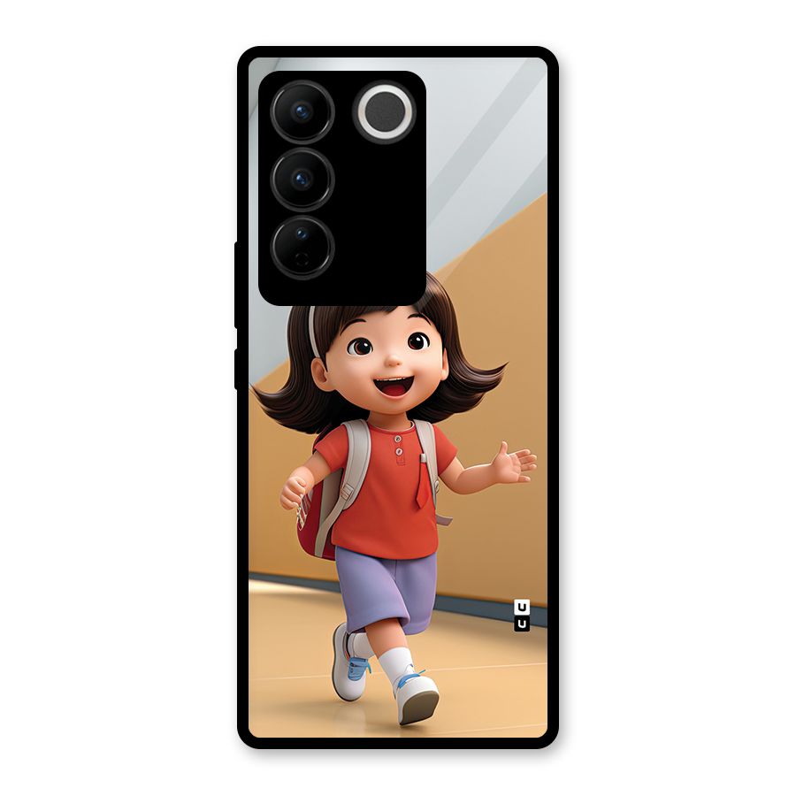 Cute School Girl Glass Back Case for Vivo V27