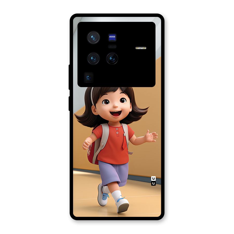 Cute School Girl Glass Back Case for Vivo X80 Pro