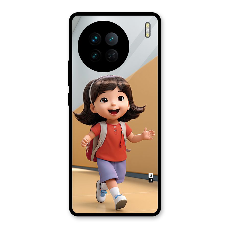 Cute School Girl Glass Back Case for Vivo X90