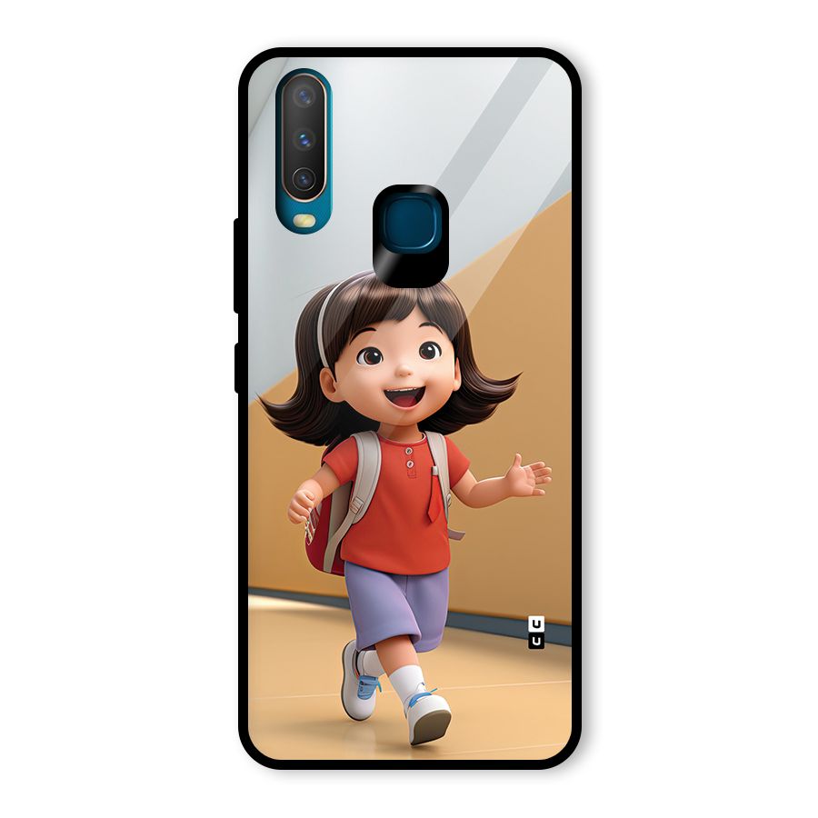 Cute School Girl Glass Back Case for Vivo Y17