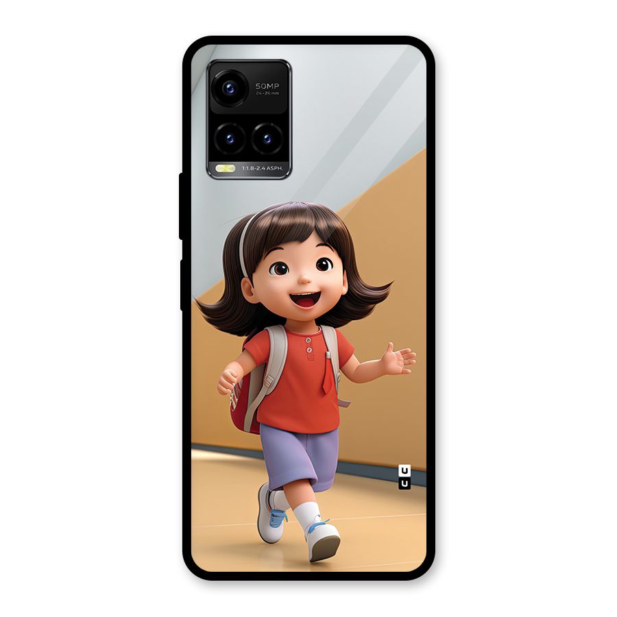 Cute School Girl Glass Back Case for Vivo Y21T