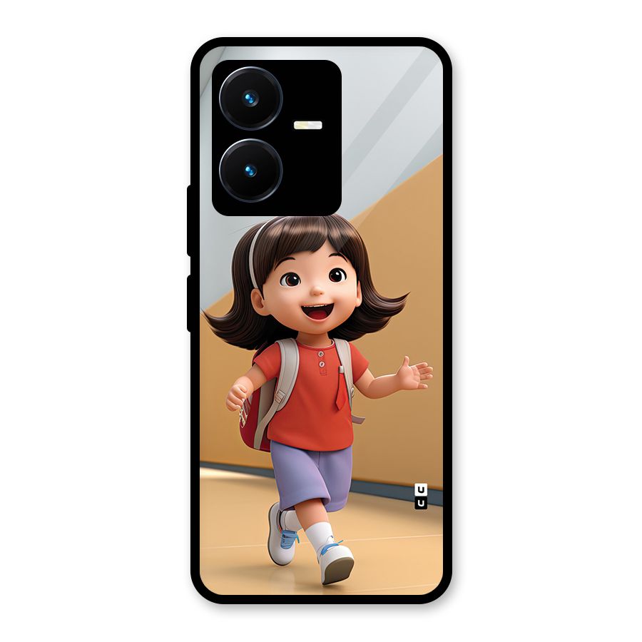 Cute School Girl Glass Back Case for Vivo Y22s
