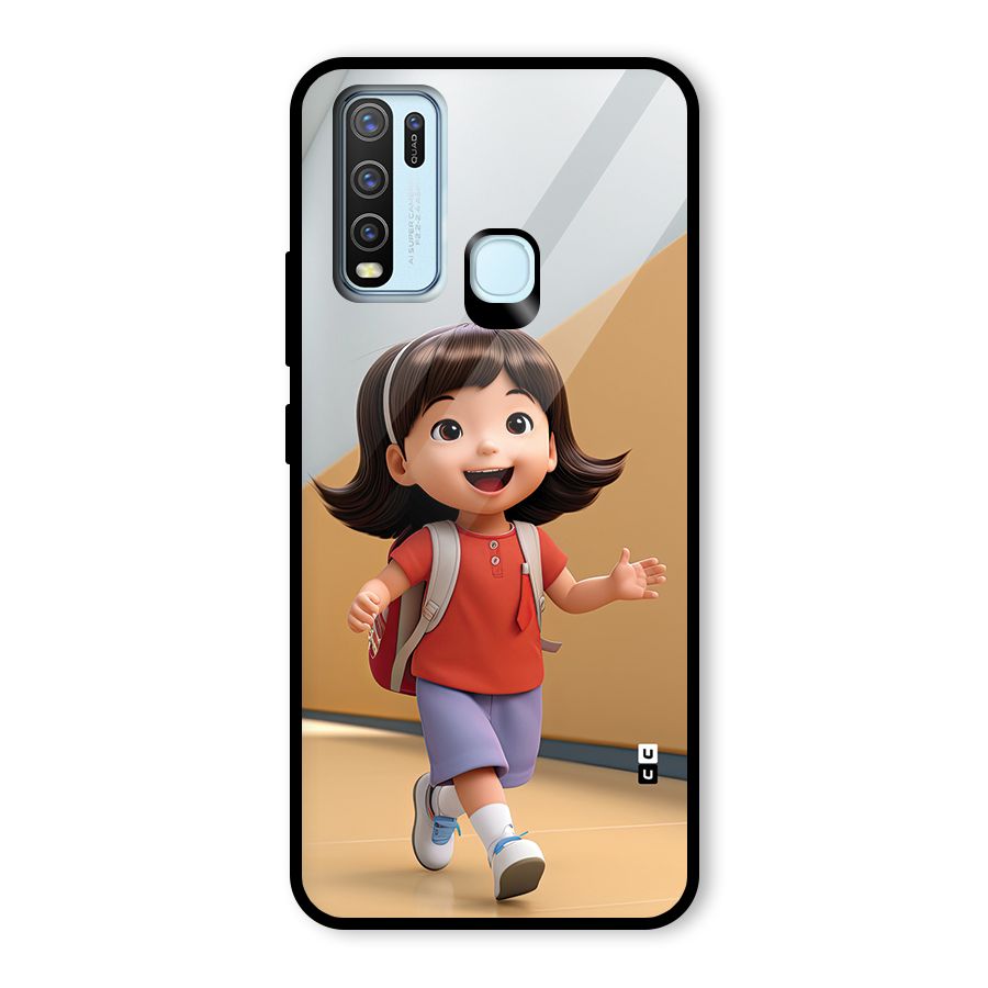 Cute School Girl Glass Back Case for Vivo Y30
