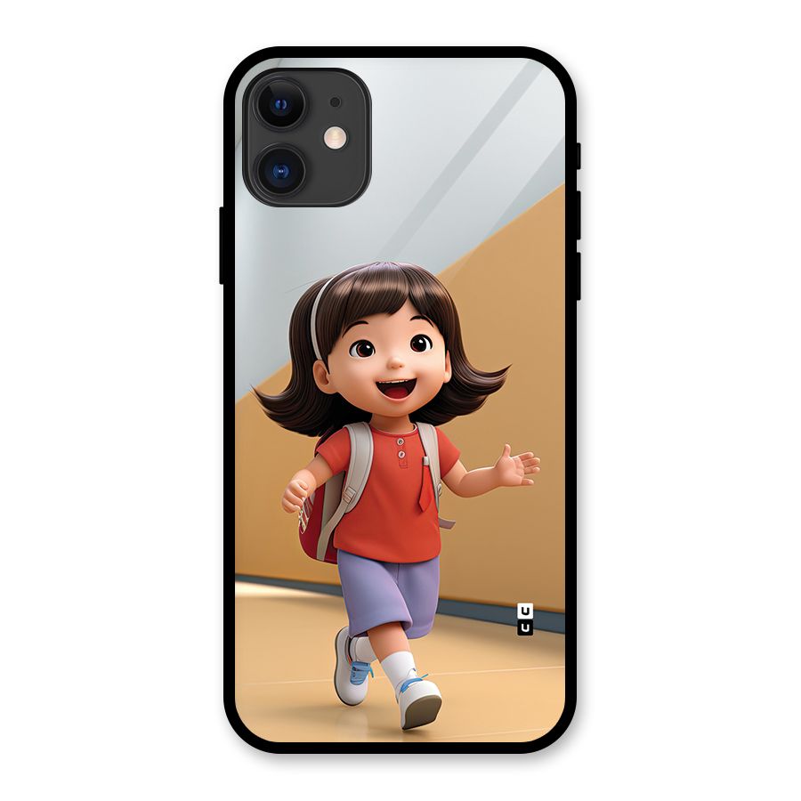 Cute School Girl Glass Back Case for iPhone 11