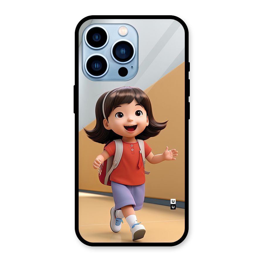 Cute School Girl Glass Back Case for iPhone 13 Pro