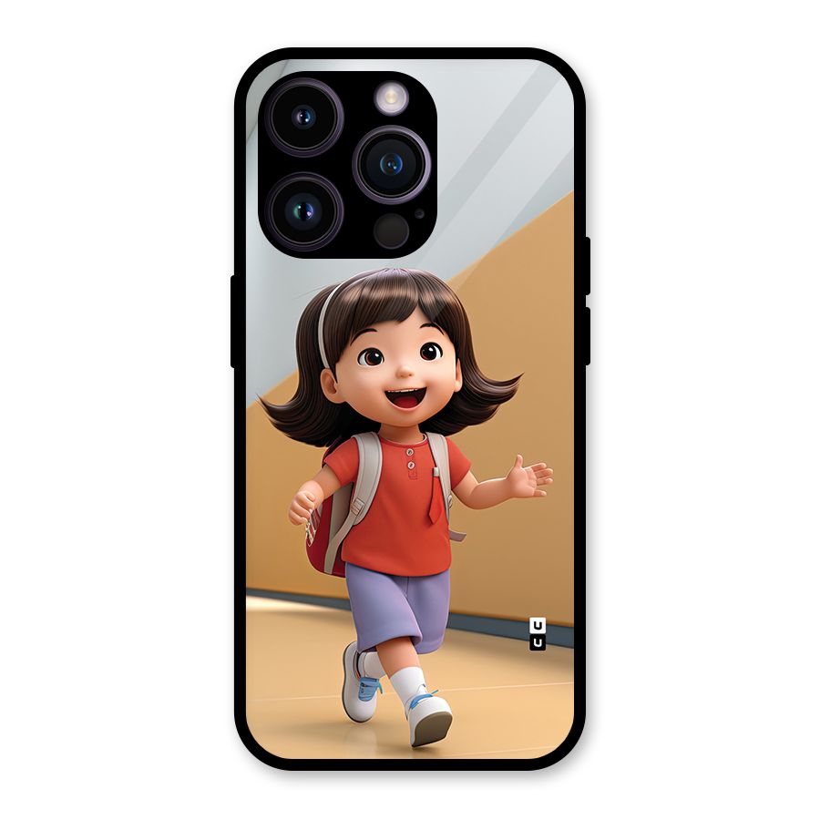 Cute School Girl Glass Back Case for iPhone 14 Pro