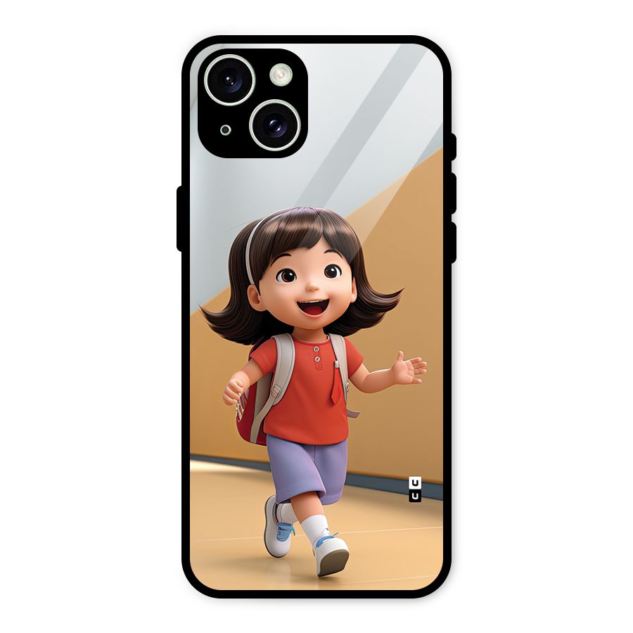 Cute School Girl Glass Back Case for iPhone 15 Plus