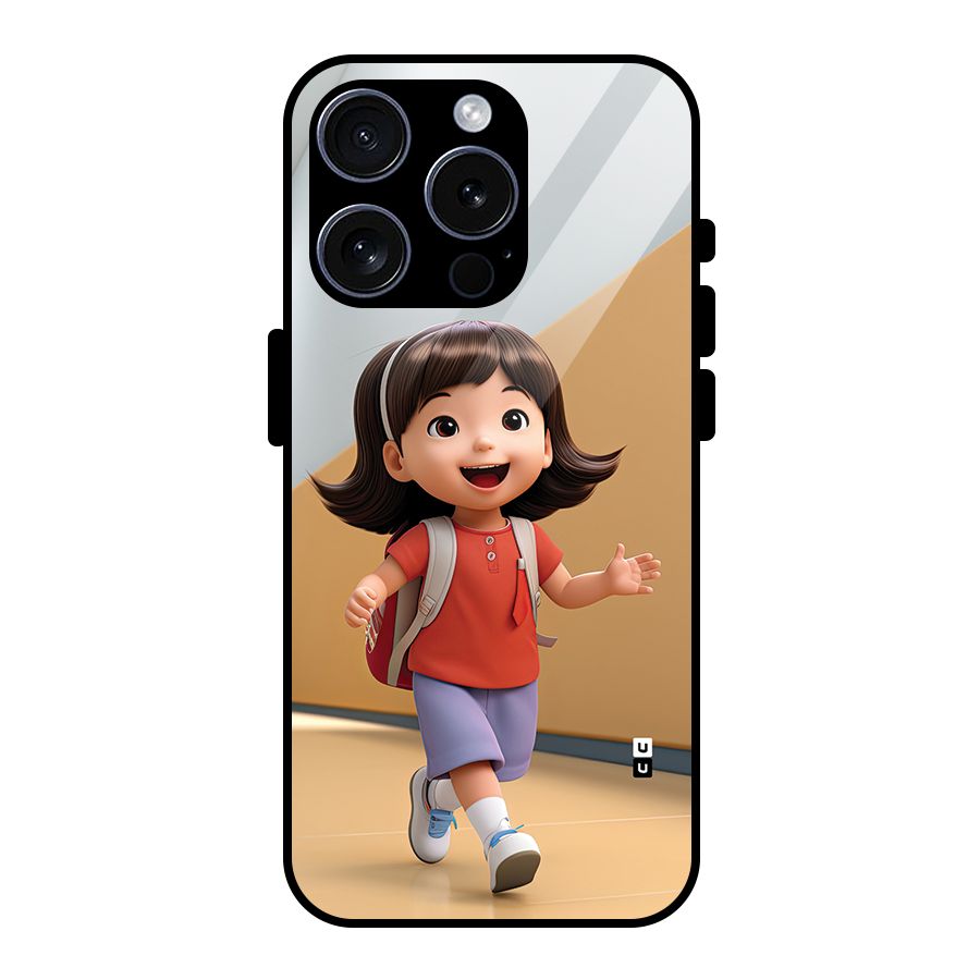 Cute School Girl Glass Back Case for iPhone 15 Pro