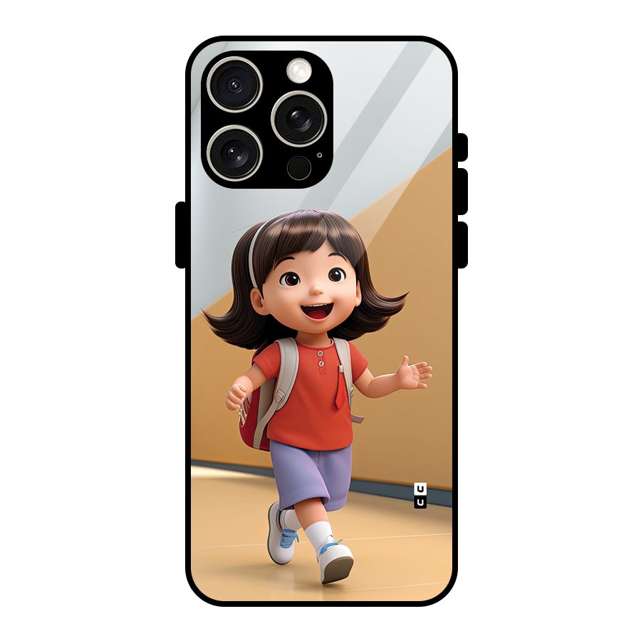 Cute School Girl Glass Back Case for iPhone 15 Pro Max