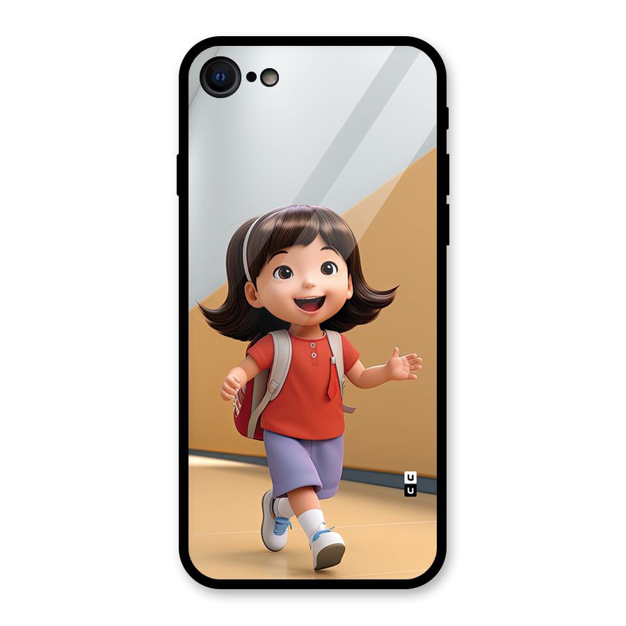 Cute School Girl Glass Back Case for iPhone 7