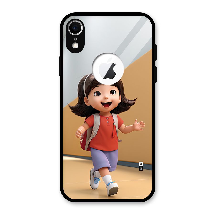 Cute School Girl Glass Back Case for iPhone XR Logo Cut
