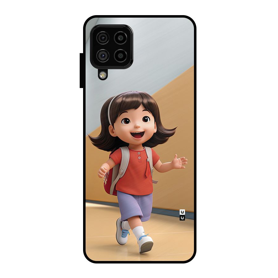 Cute School Girl Metal Back Case for Galaxy A22 4G
