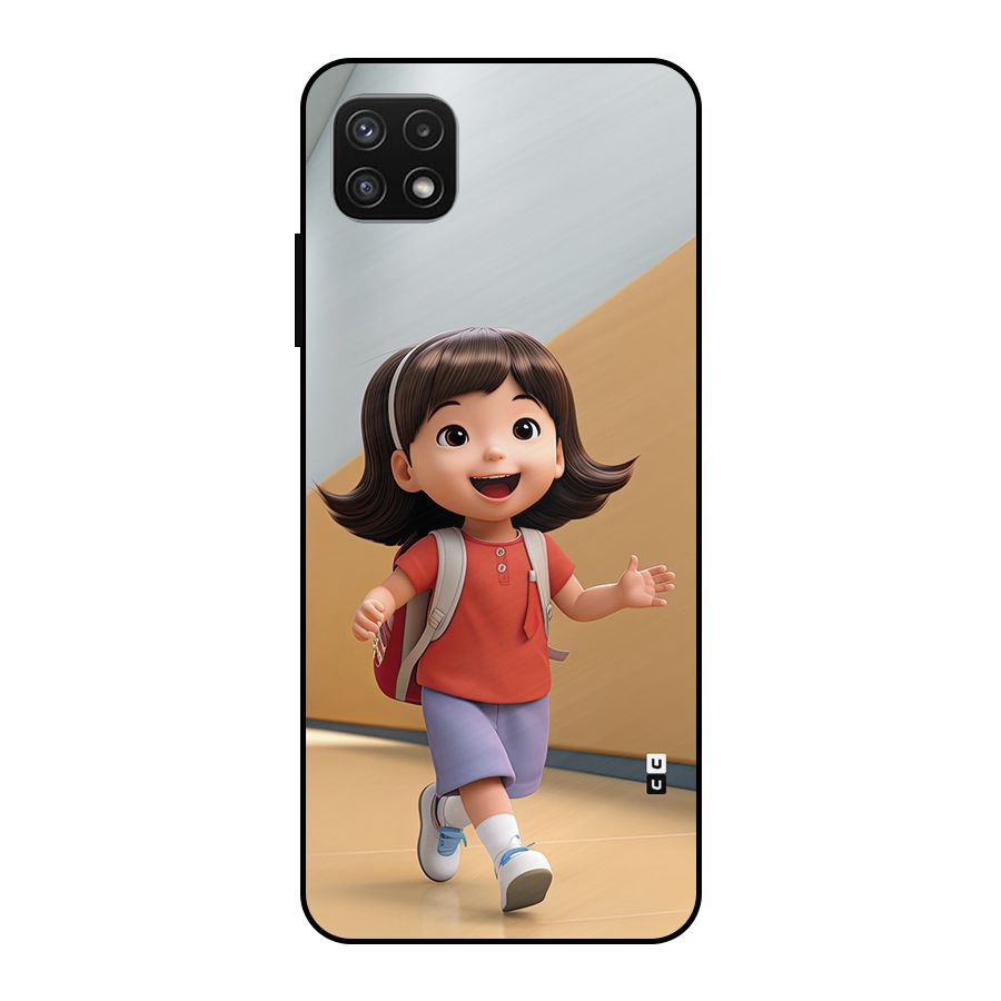 Cute School Girl Metal Back Case for Galaxy A22 5G