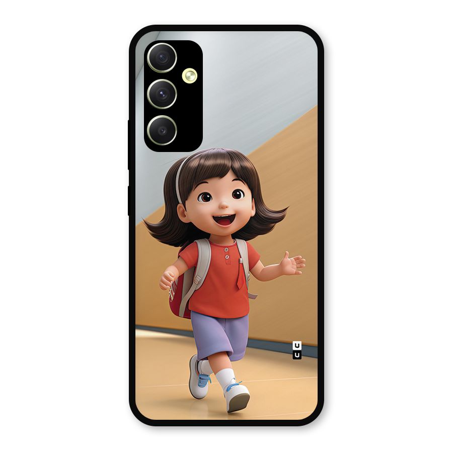 Cute School Girl Metal Back Case for Galaxy A34
