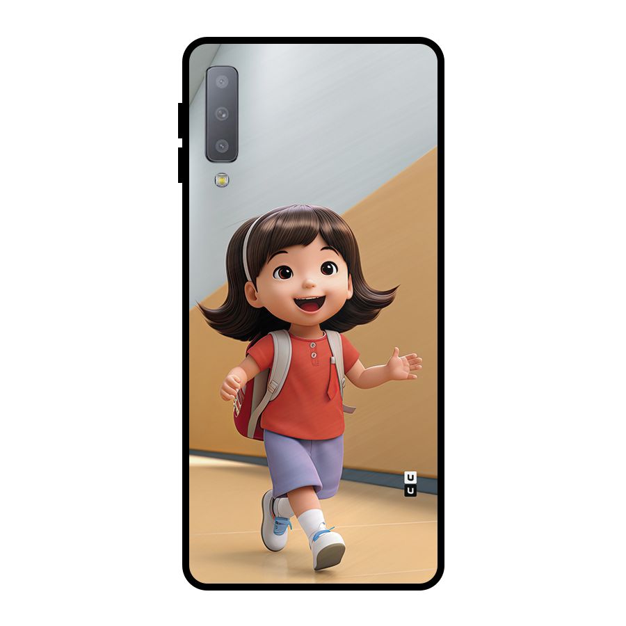 Cute School Girl Metal Back Case for Galaxy A7 (2018)