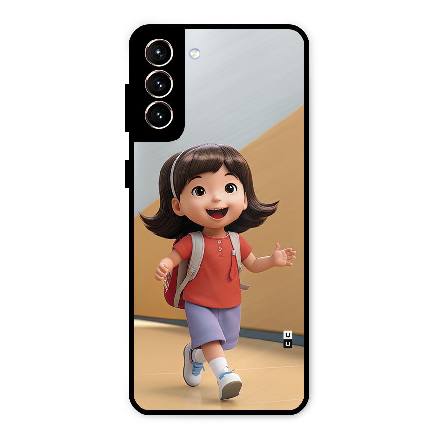 Cute School Girl Metal Back Case for Galaxy S21 Plus