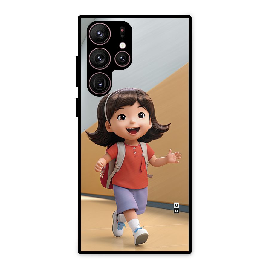 Cute School Girl Metal Back Case for Galaxy S22 Ultra 5G