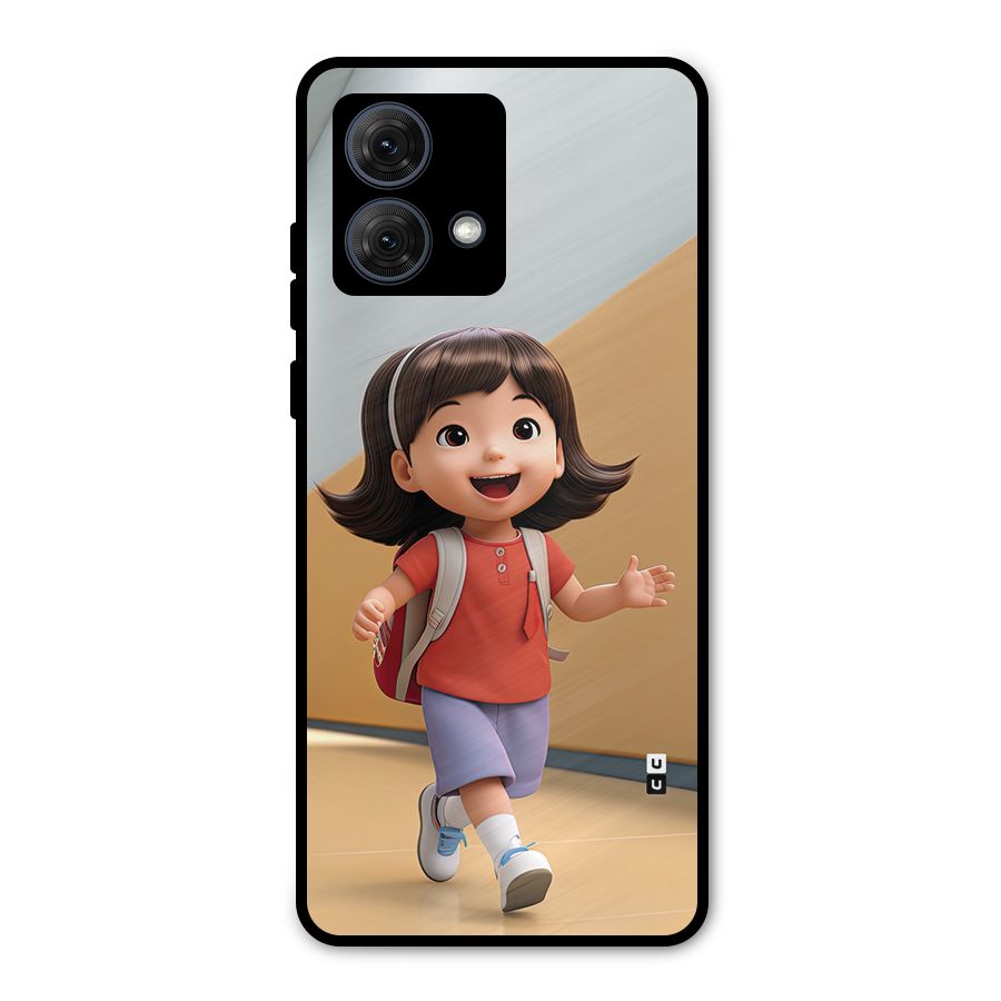 Cute School Girl Metal Back Case for Moto G84