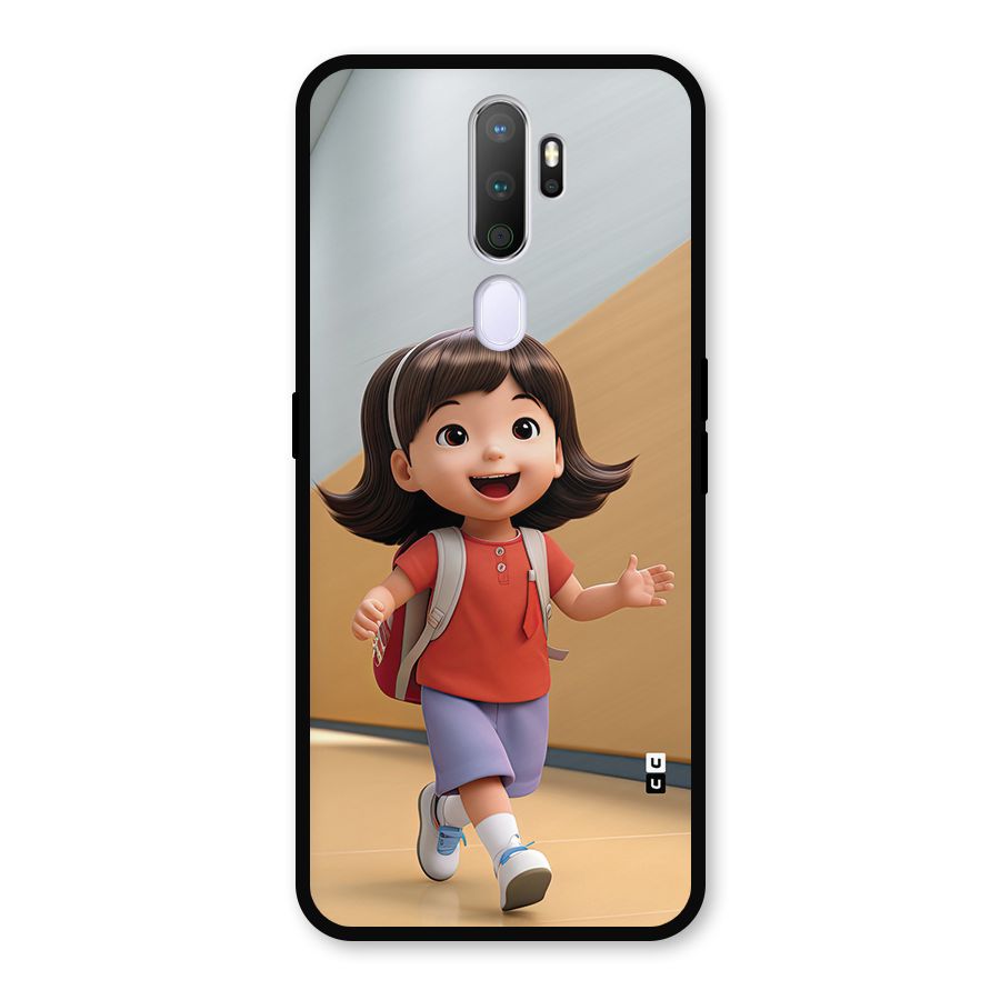 Cute School Girl Metal Back Case for Oppo A5 (2020)