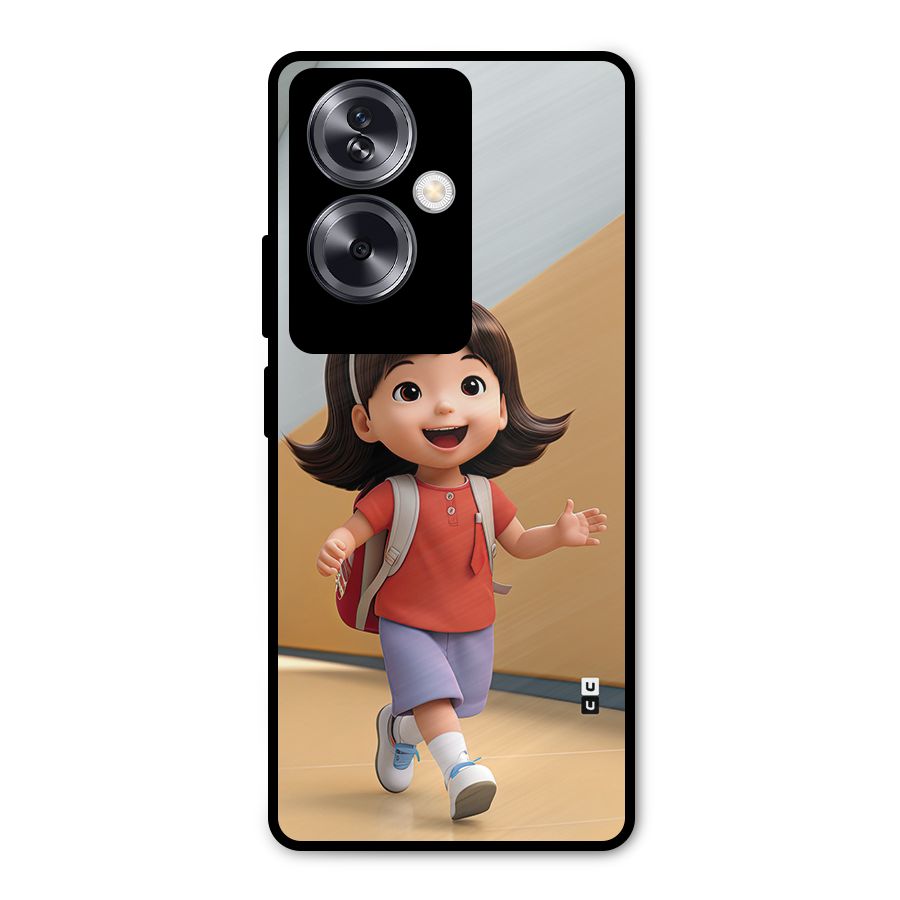 Cute School Girl Metal Back Case for Oppo A79 5G