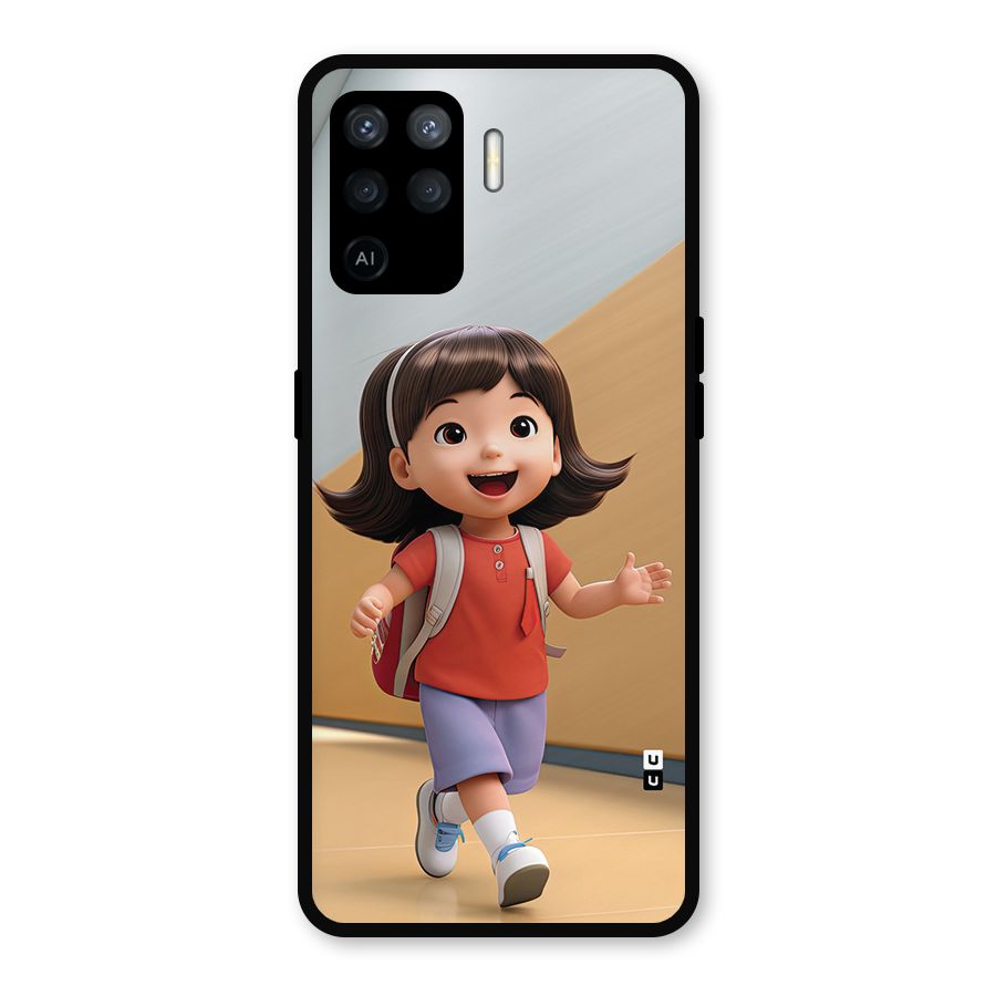 Cute School Girl Metal Back Case for Oppo F19 Pro
