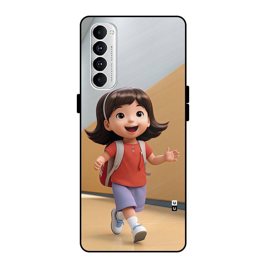 Cute School Girl Metal Back Case for Oppo Reno4 Pro