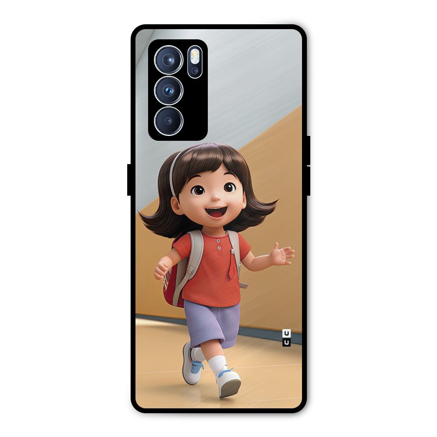 Cute School Girl Metal Back Case for Oppo Reno6 Pro 5G