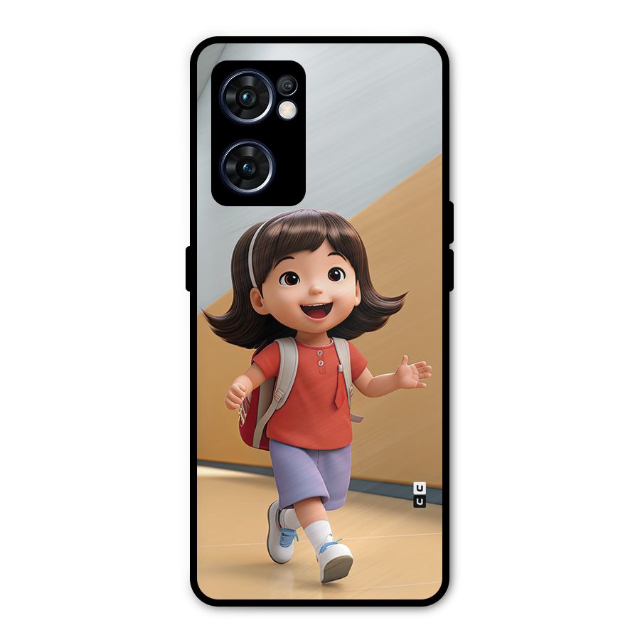 Cute School Girl Metal Back Case for Oppo Reno7 5G