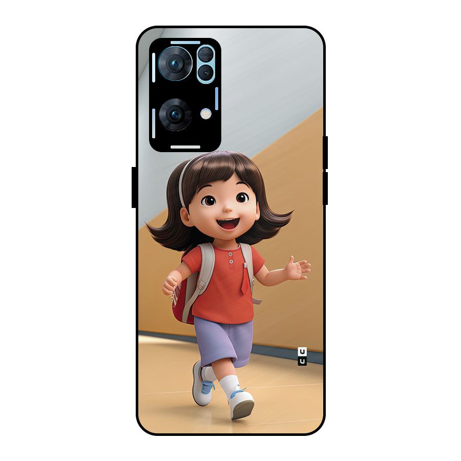 Cute School Girl Metal Back Case for Oppo Reno7 Pro 5G
