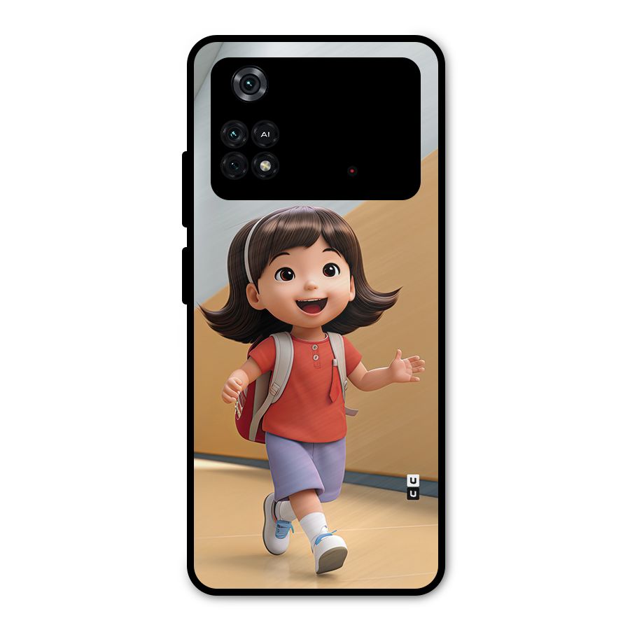 Cute School Girl Metal Back Case for Poco M4 Pro 4G