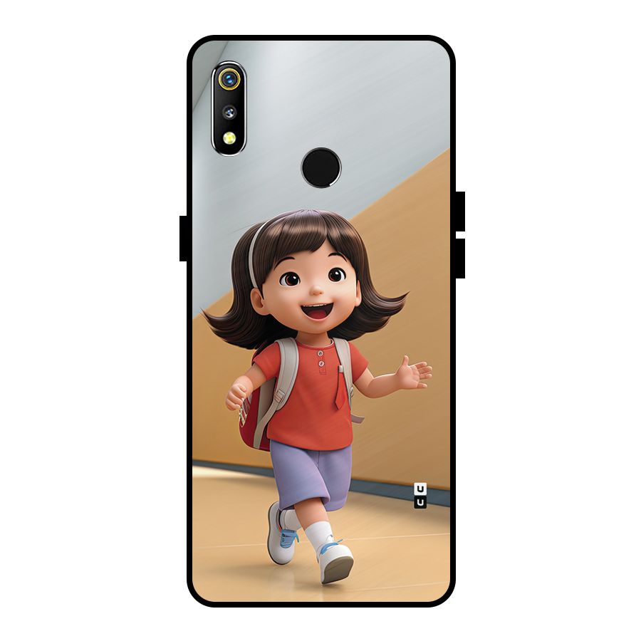 Cute School Girl Metal Back Case for Realme 3i