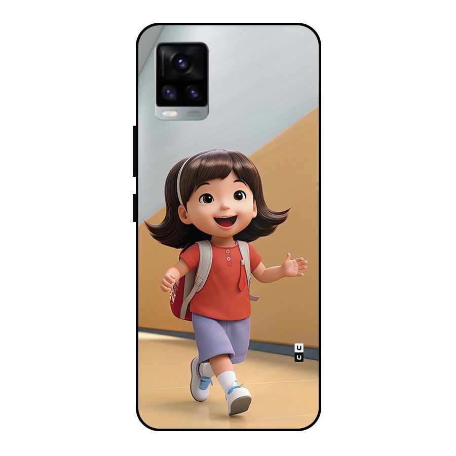 Cute School Girl Metal Back Case for Vivo V20 2021
