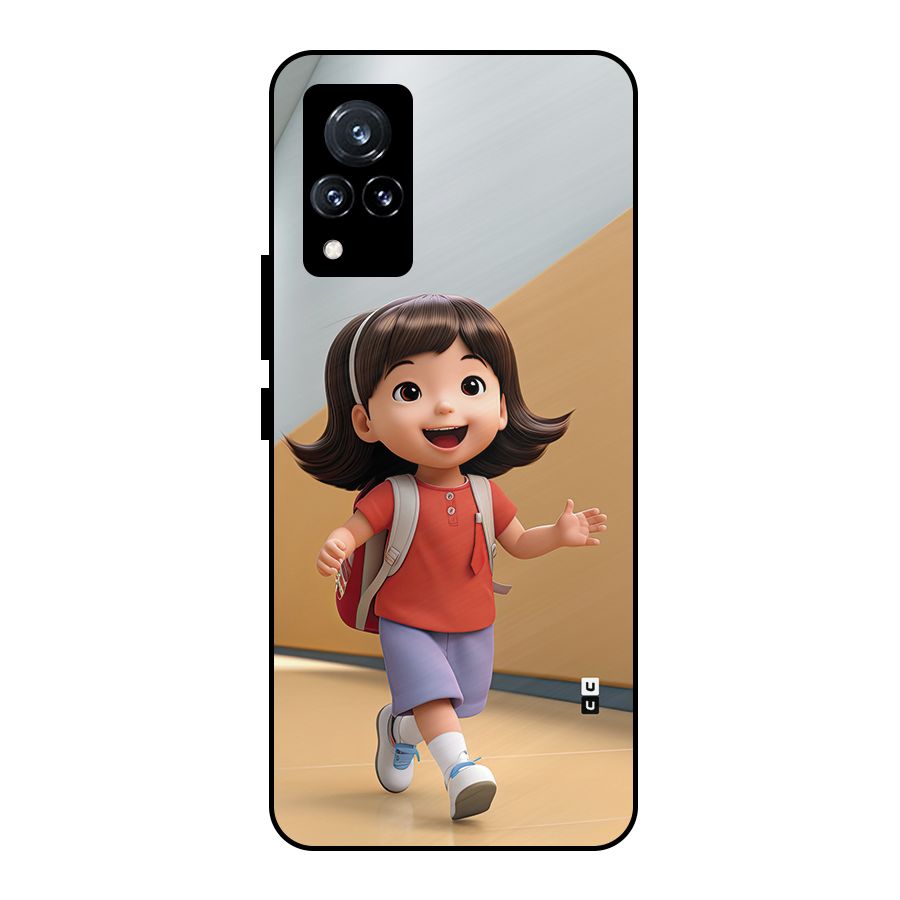 Cute School Girl Metal Back Case for Vivo V21 5G