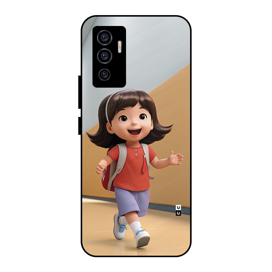 Cute School Girl Metal Back Case for Vivo V23e