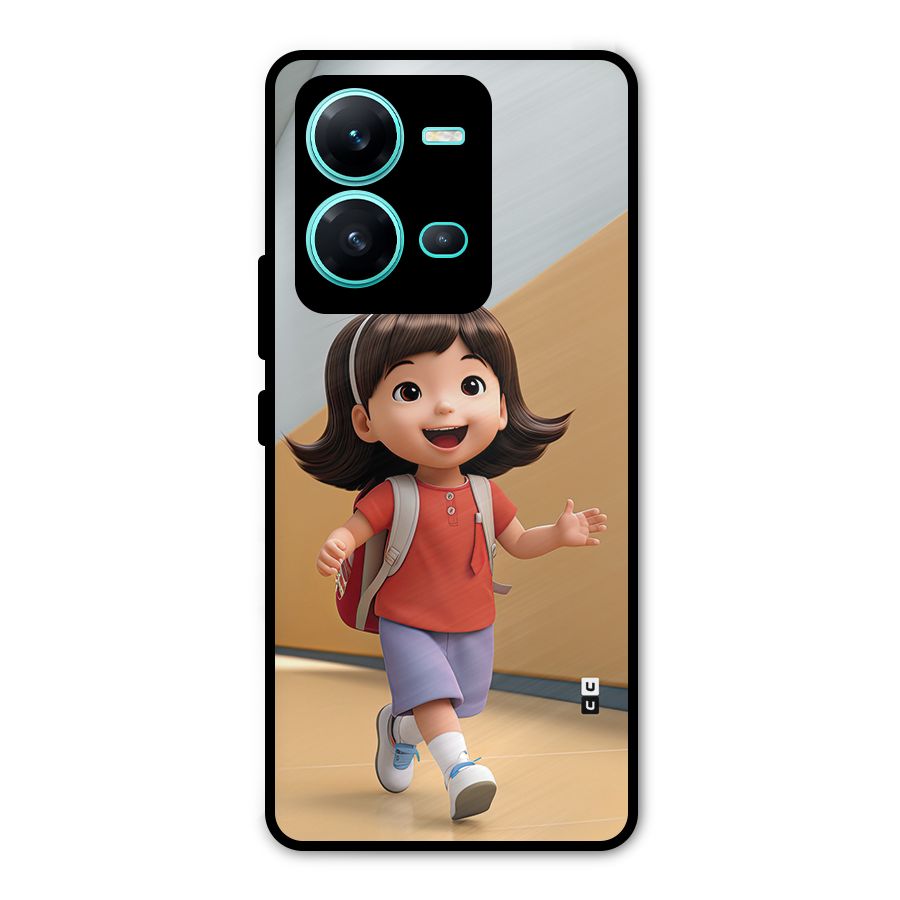 Cute School Girl Metal Back Case for Vivo V25