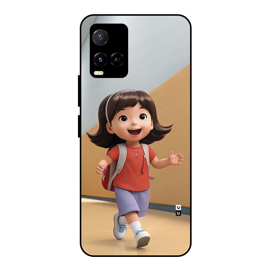 Cute School Girl Metal Back Case for Vivo Y21 2021