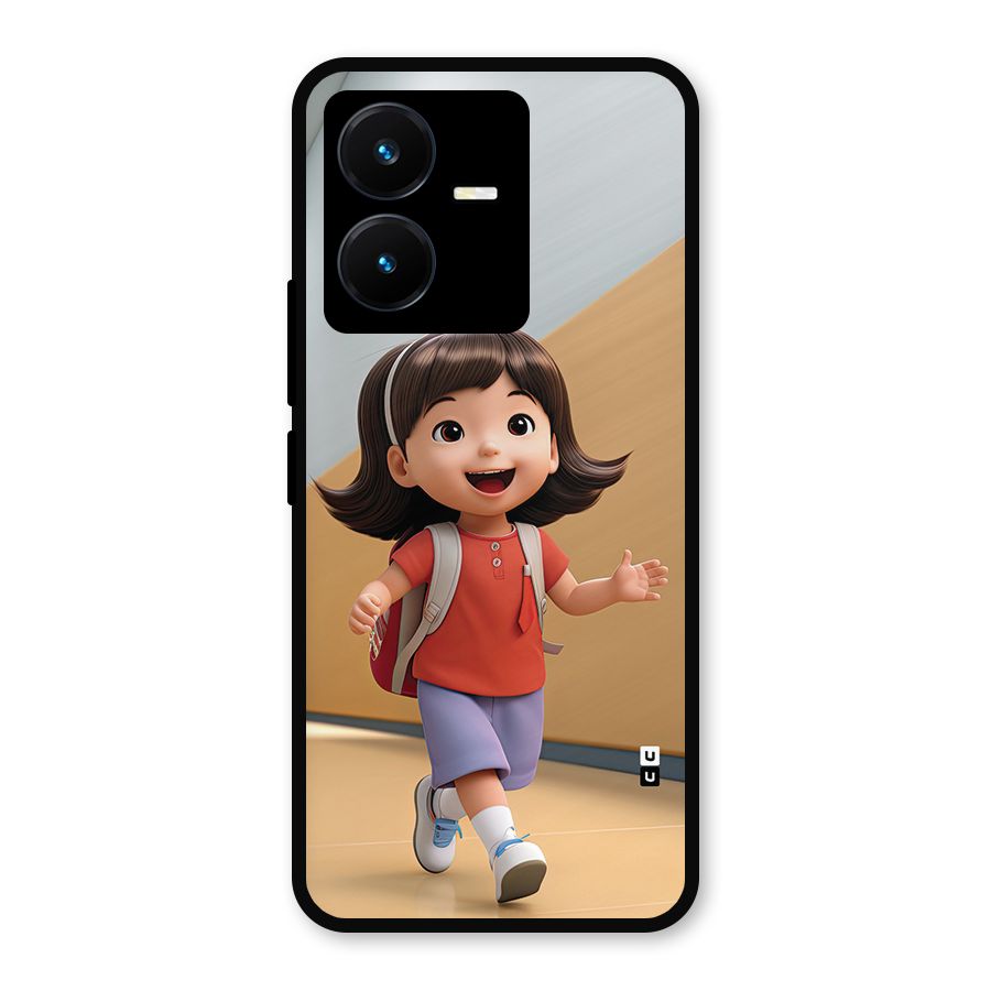 Cute School Girl Metal Back Case for Vivo Y22