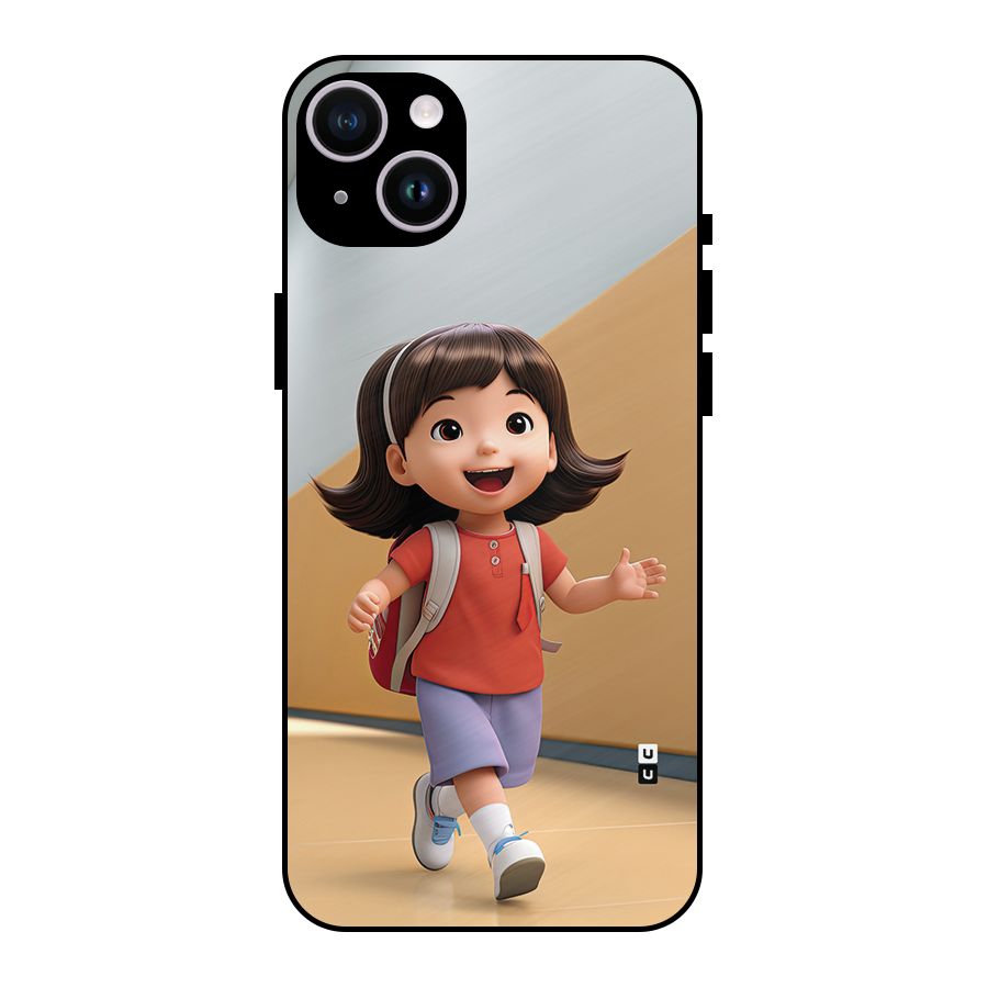 Cute School Girl Metal Back Case for iPhone 14 Plus